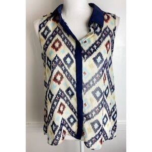 W118 Walter Baker • Navy Aztec Collared Tank Top